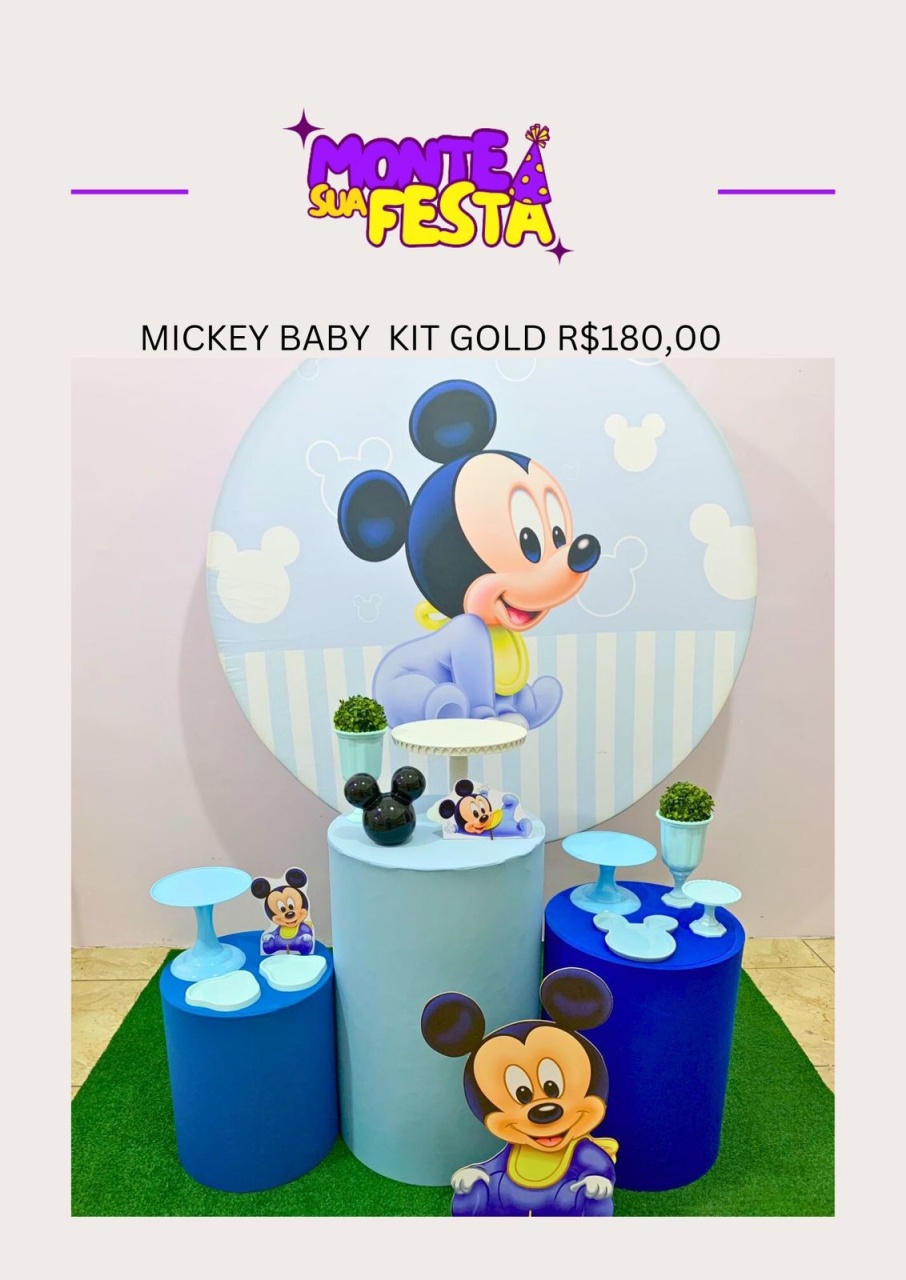 Mickey Baby - Kit Gold - Monte sua festa 