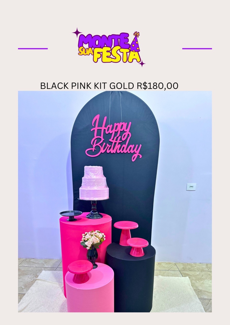 Decoração Black Pink - Kit Gold - Monte sua festa 