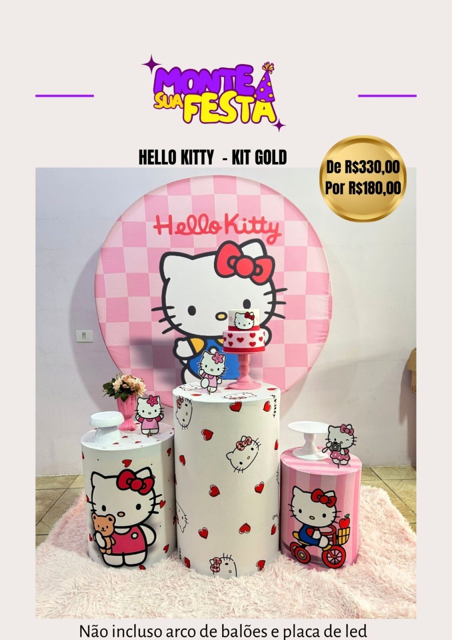 Hello Kitty - Kit Gold - Monte sua festa 