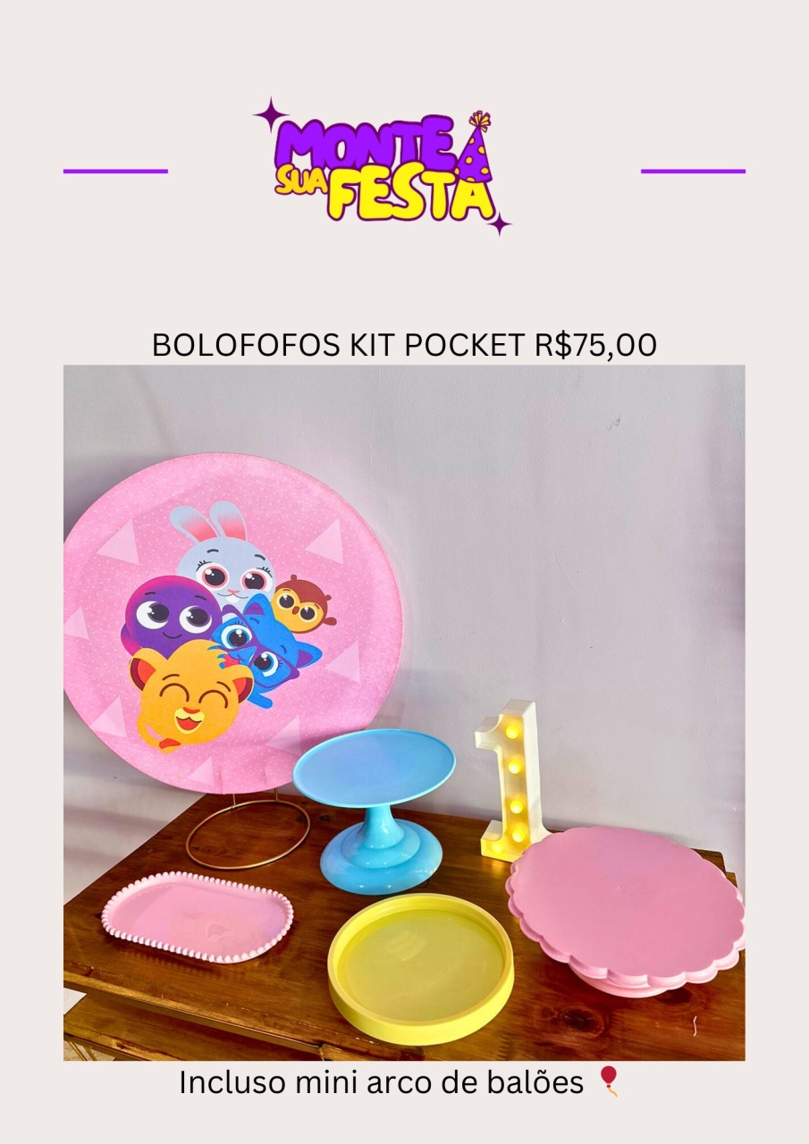 Bolofofos Menina  - Kit Pocket   - Monte sua festa 