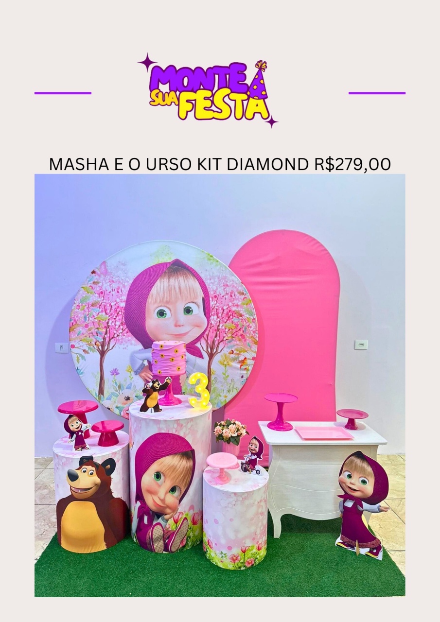 Masha E O Urso  - Kit Diamond  - Monte sua festa 