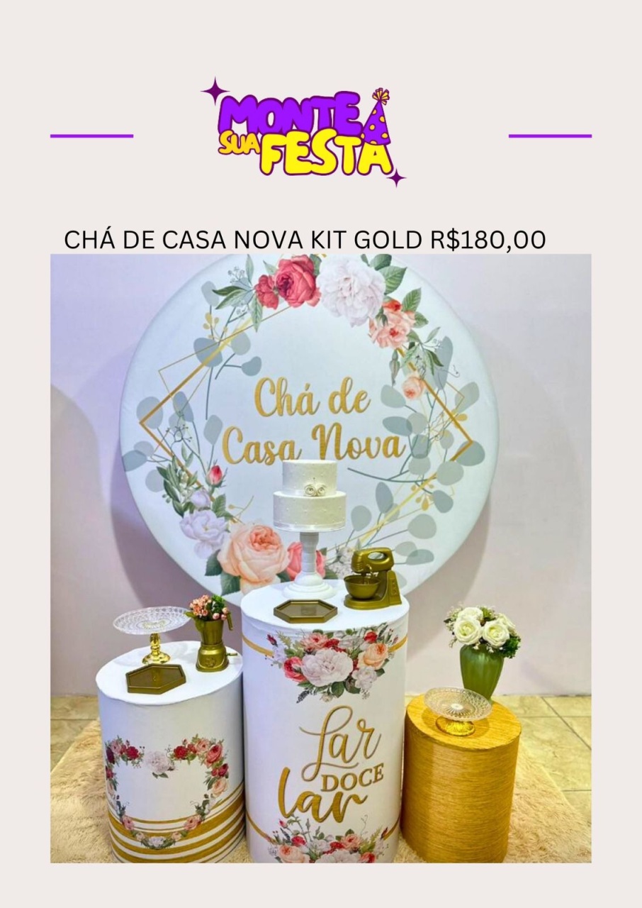 Chá de Casa Nova (Lar Doce Lar) - Kit Gold - Monte sua festa 