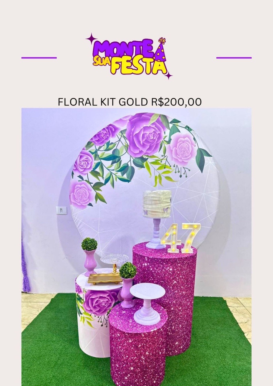 Floral Adulta  - Kit Gold - Monte sua festa 