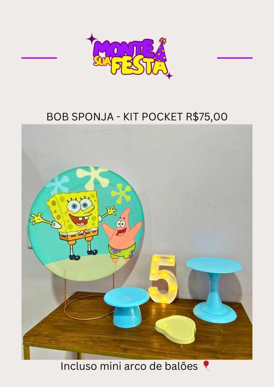 Bob Esponja - Kit Pocket  - Monte sua festa 