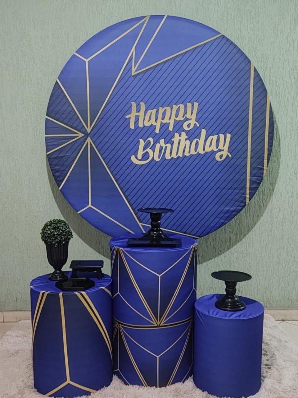 Kit Básico Azul Happy Birthday ( Tapete Não Incluso) - encantopegueemonte