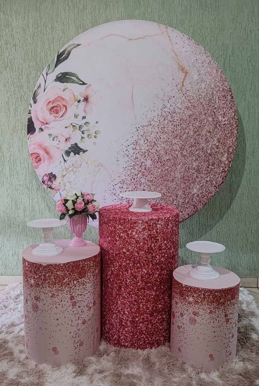 Kit Básico Floral Glitter Rosê (Tapete Não Incluso) - encantopegueemonte