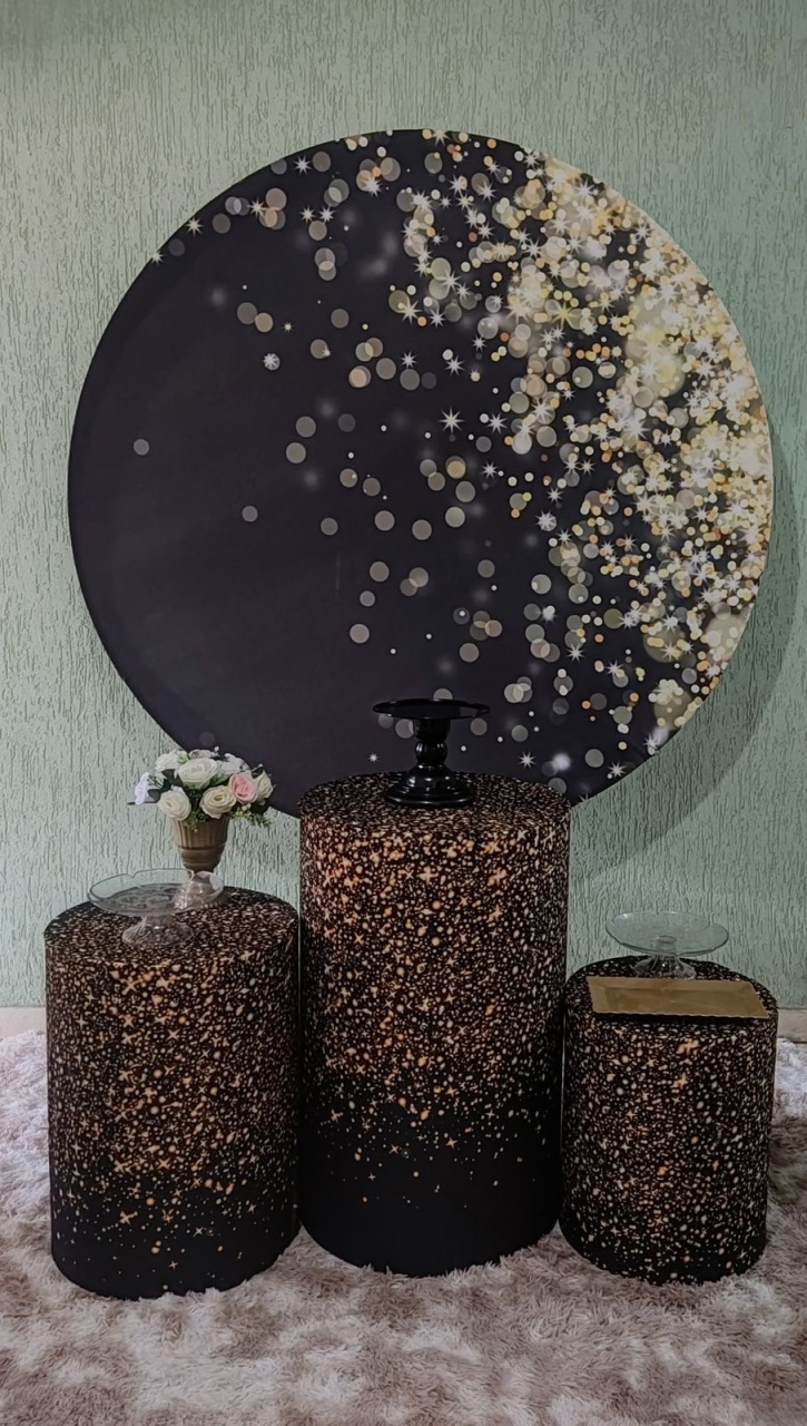 Kit Básico Preto Glitter Dourado (Tapete Não Incluso) - encantopegueemonte