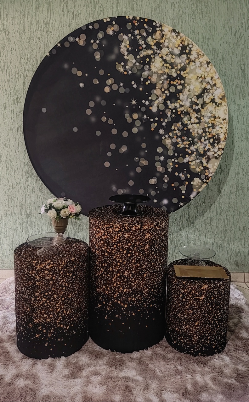 Kit Básico Preto Gliter Dourado ( Tapete Não Incluso) - encantopegueemonte