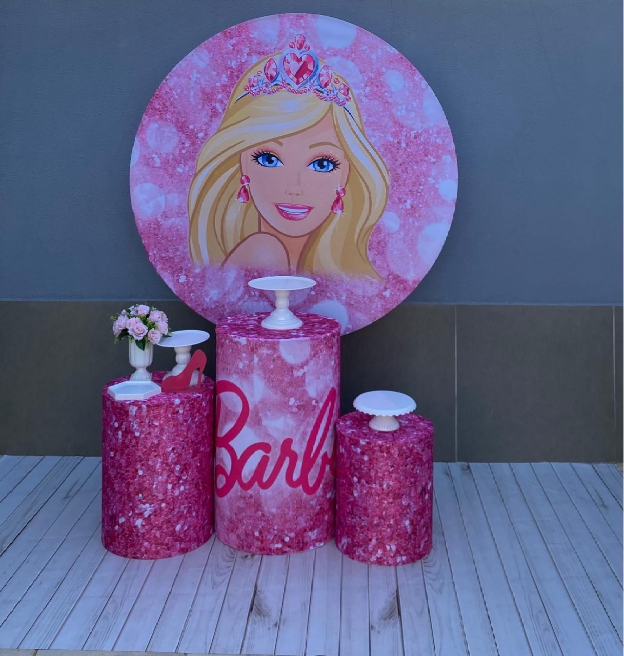 Kit Básico Barbie Rosa Claro ( Tapete Não Incluso)  - encantopegueemonte