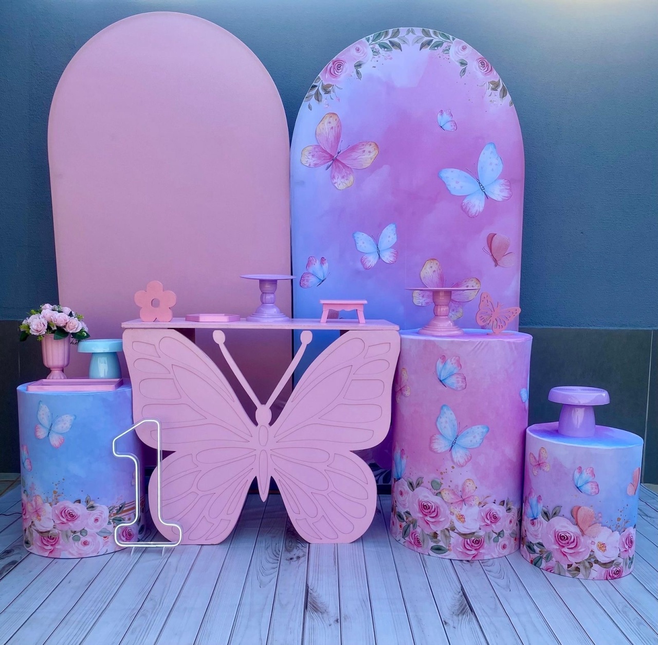 Kit Luxo Borboleta Rosa E Azul (Tapete Não Incluso) Com A Led Inclusa 340,00 - encantopegueemonte