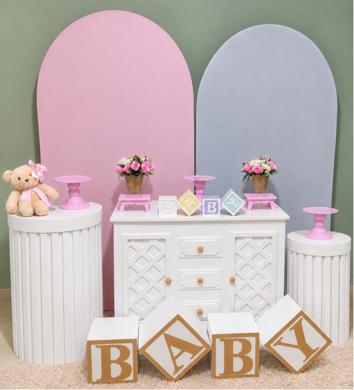 Kit Básico Chá de Bebê Rosa Claro ( Tapete Não Incluso) - encantopegueemonte