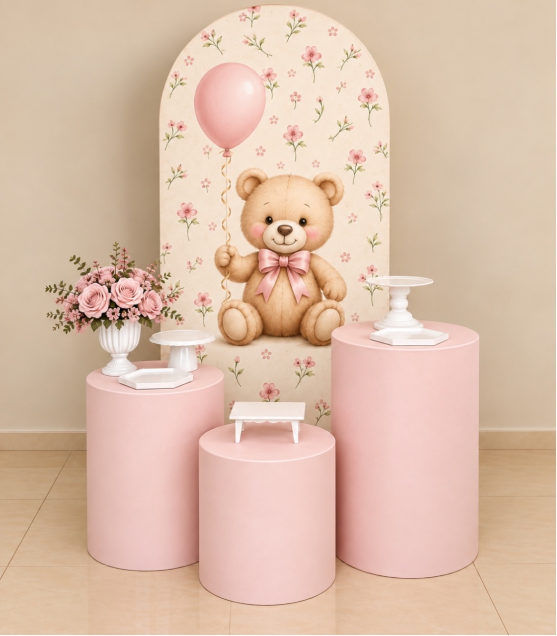 Kit Básico Ursinha Rosinha Floral - encantopegueemonte