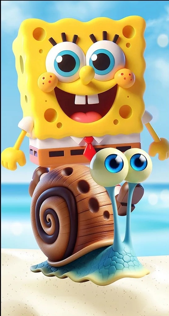 Bob Esponja 3D Fundo Mostarda Painel Retangular 220X150Cm - FOCUSEVENTOSJATAI