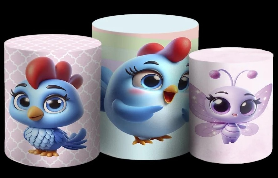 Galinha Pintadinha 3D Casinha Rosa Cilindro Redondo Pmg - FOCUSEVENTOSJATAI