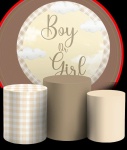 Chá Revelação Boy Ou Girl Marron Claro Cilindro Redondo Pmg - imagem 2