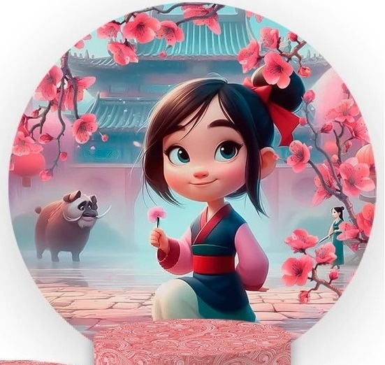 Mulan Baby Floral Rosa Painel Redondo 150Cm - FOCUSEVENTOSJATAI