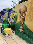 Futebol Copa Taça Dourado Painel Retangular 220X150Cm - imagem 2