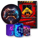 Gamer Zone Painel Retangular 220X150Cm Fundo Vermelho Liso - imagem 2