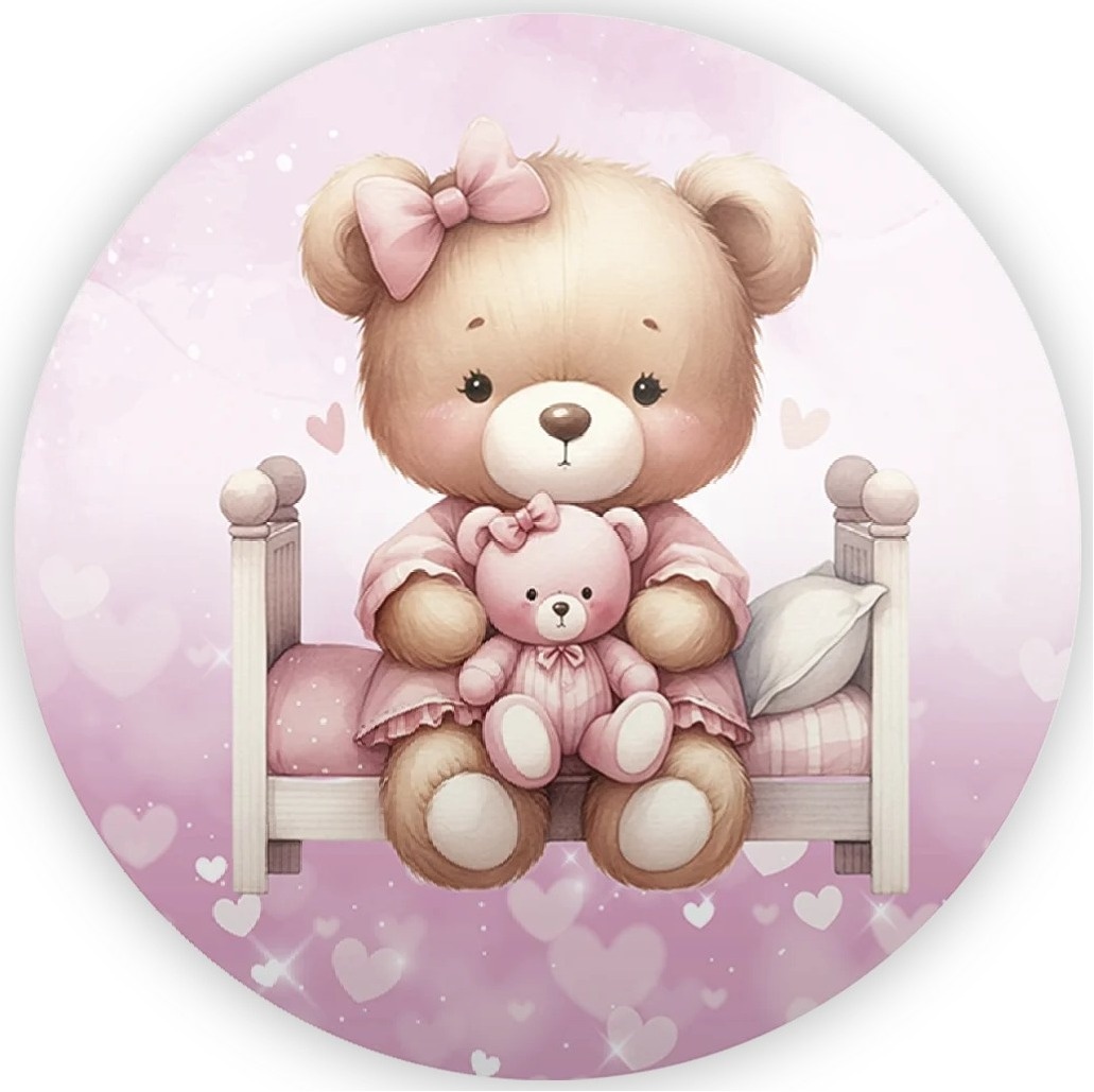 Ursinha Lilica Laço Rosa Painel Redondo 150Cm - FOCUSEVENTOSJATAI