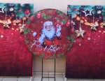 Natal Estrelas 02 Fundo Vermelho Liso Painel Retangular 220X150Cm - imagem 2