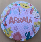 Festa Junino Arraia Xadrez Rosa Painel Redondo 150Cm - imagem 1
