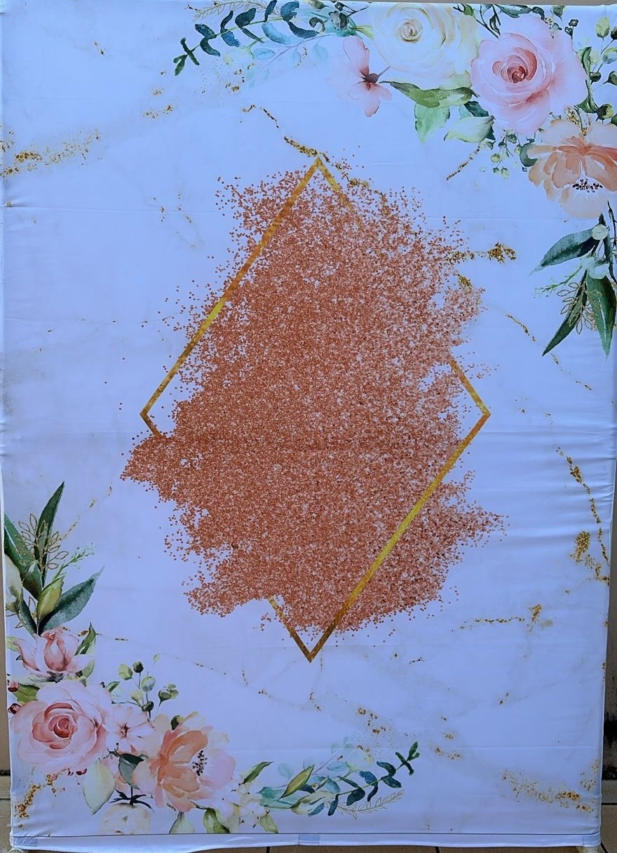 Floral Glitter Rose Gold Painel Retangular 220X150Cm - FOCUSEVENTOSJATAI