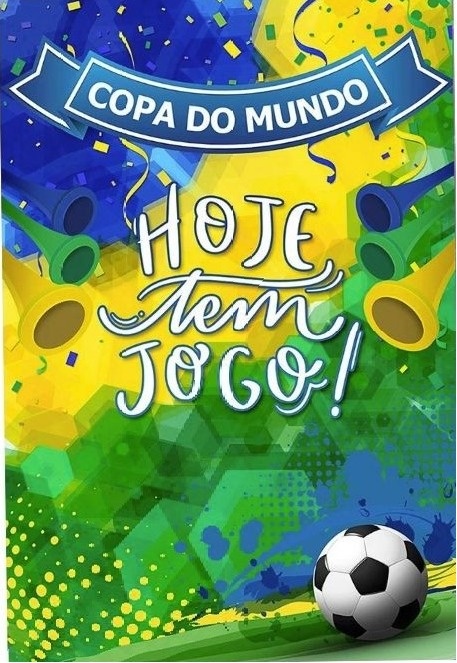 Futebol Copa Do Mundo Hoje Tem Jogo Painel Retangular 220X150Cm Fundo Azul Roual Liso - FOCUSEVENTOSJATAI