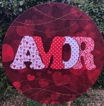 Namorados Amor Branco E Vermelho Painel Redondo 150Cm - imagem 1