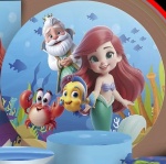 Pequena Sereia Ariel 3D Mar Azul Painel Redondo 150Cm - imagem 1