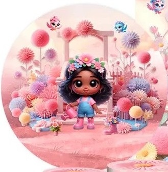 Jardim Cute Rosa Moreninha Painel Redondo 150Cm - FOCUSEVENTOSJATAI