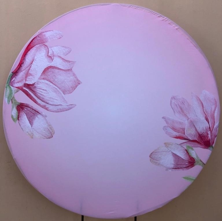 Floral Lirio Rosa Painel Redondo 150Cm - FOCUSEVENTOSJATAI