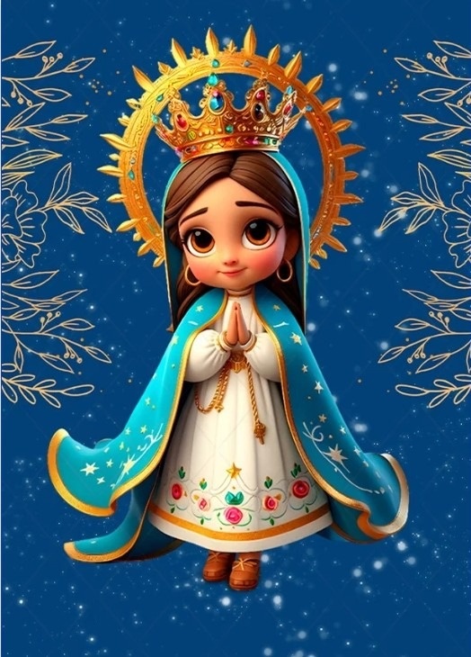 Nossa Senhora 3D Manto Azul Painel Retangular 220X150Cm - FOCUSEVENTOSJATAI