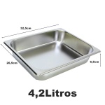 Cuba Rechaud Inox Retangular Media Rasa  4,2L 1/2 32,5X26,5X6,5Cms - imagem 1