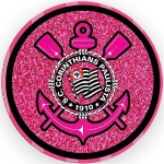 Futebol Corinthias Rosa Glitter Painel Redondo 150Cm - imagem 1