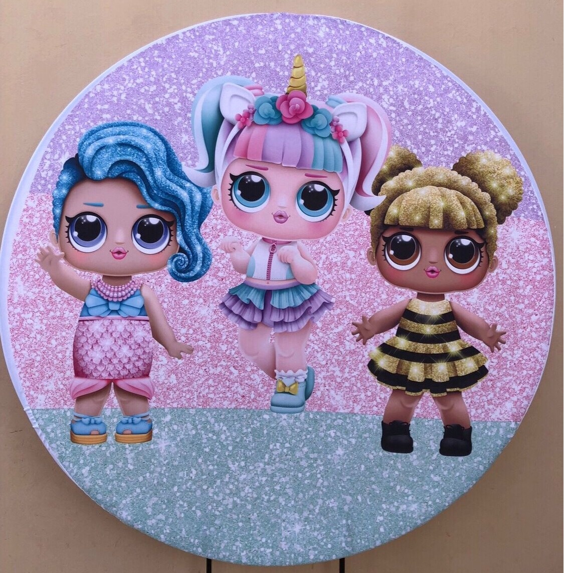 Lol Glitter Azul Lilás E Rosa Painel Redondo 150Cm - FOCUSEVENTOSJATAI