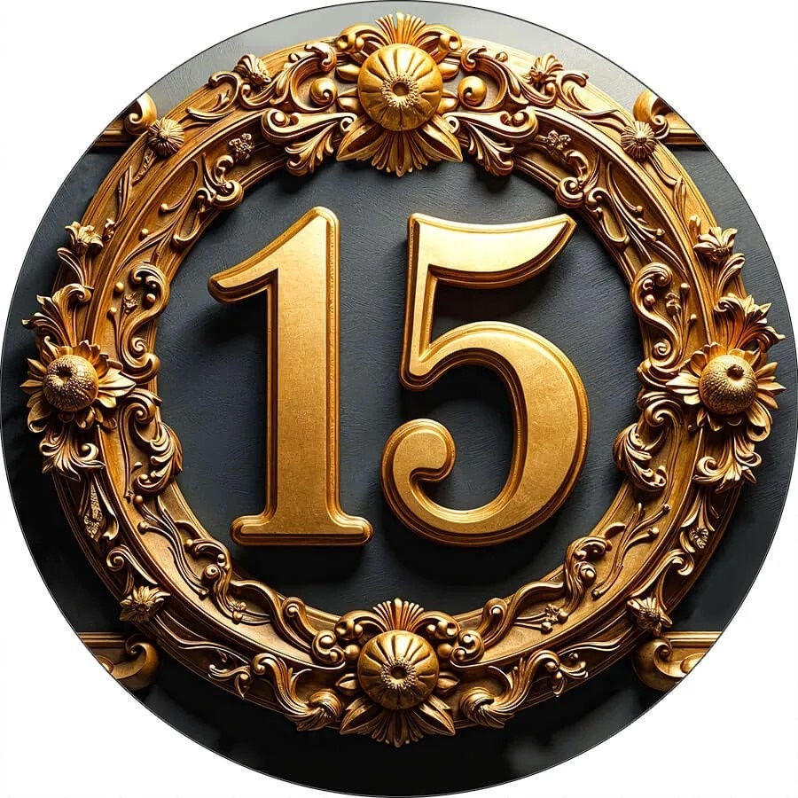 15 Anos Medalhao Dourado Fundo Preto - Painel Redondo 150Cms - FOCUSEVENTOSJATAI