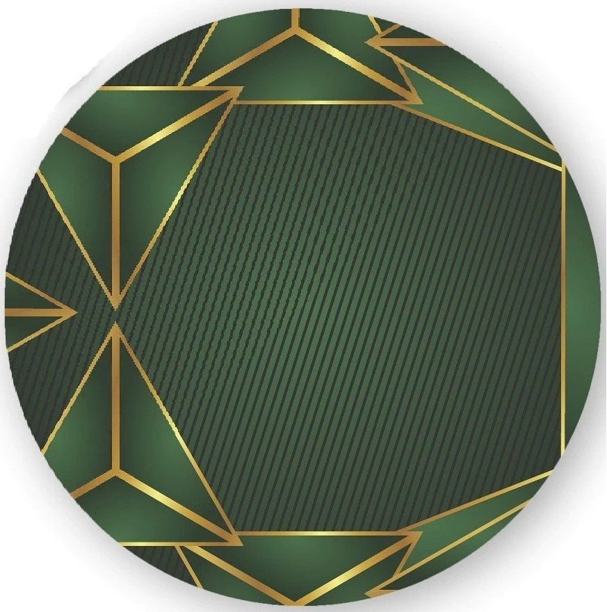 Geometrico Verde E Dourado Painel Redondo 150Cms - FOCUSEVENTOSJATAI