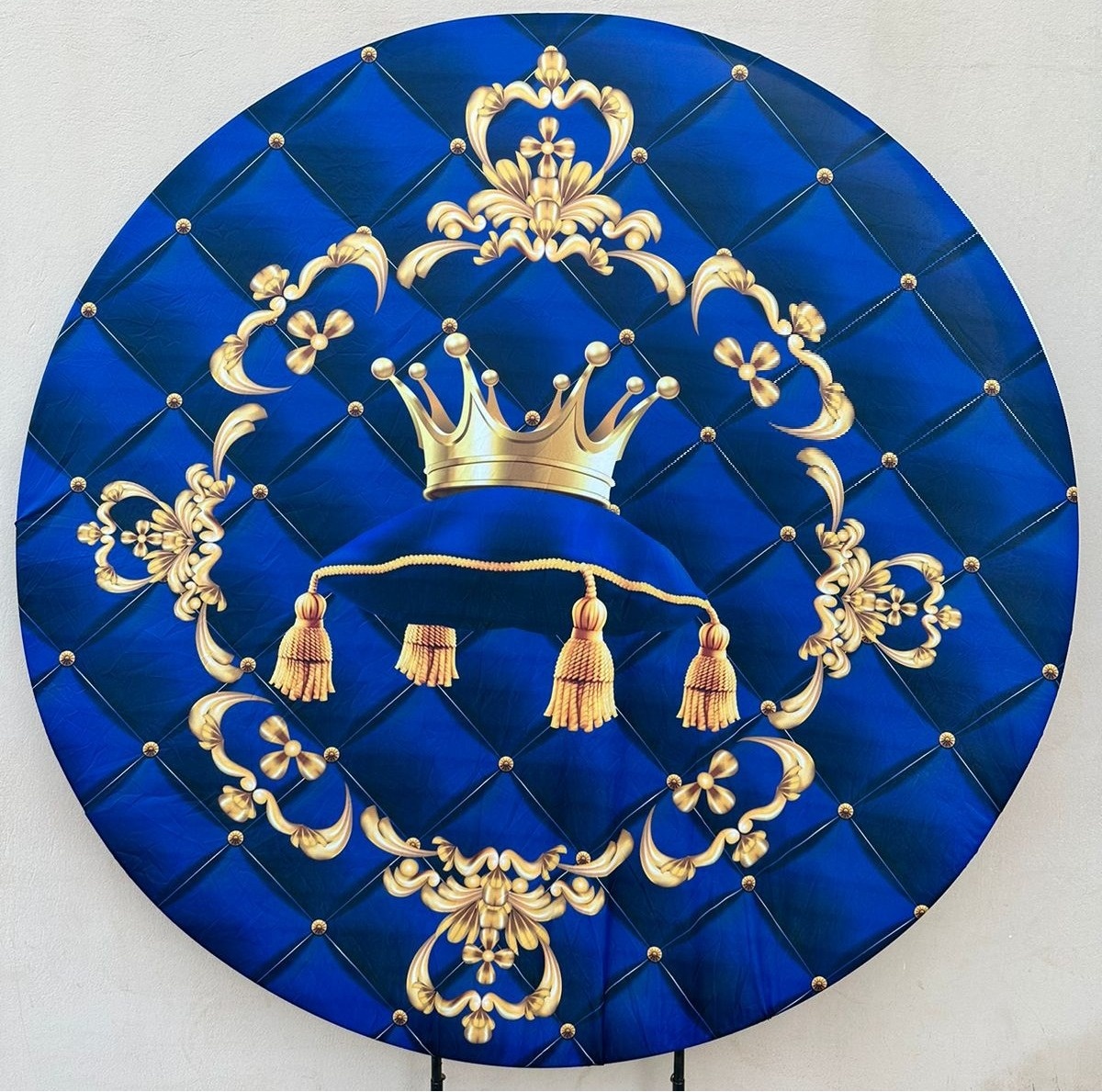 Realeza Capitonê Almofada Azul Painel Redondo 150Cm - FOCUSEVENTOSJATAI