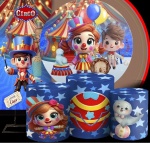 Circo 3D Estrela Azul Painel Retangular 220X150Cm Fundo Azul Royal Escuro - imagem 2