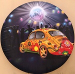 Balada Anos 60 Fusca Laranja  Painel Red150Cms - imagem 1