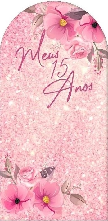 15 Anos Floral Papoula Rosa 01/02 Painel Romano 200X100Cm Fundo Branco - FOCUSEVENTOSJATAI