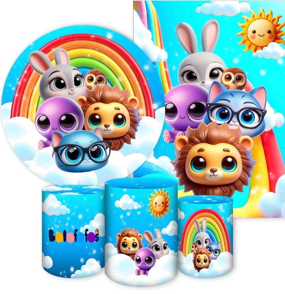 Bolofofo Arco Iris 3D Painel Redondo 150Cm - FOCUSEVENTOSJATAI