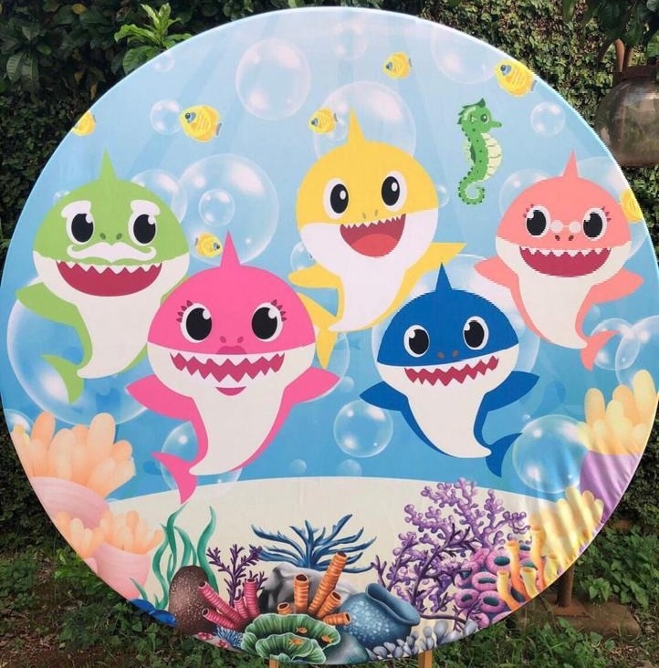 Baby Shark Azul Claro Painel Redondo 150Cm - FOCUSEVENTOSJATAI