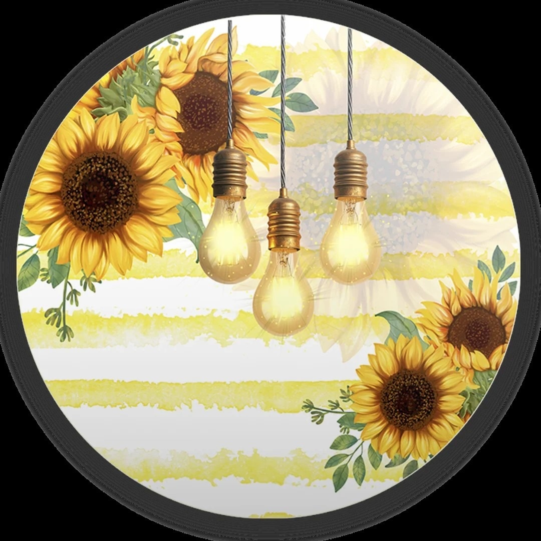 Girassol 3D 3 Lampadas Filamento Painel Redondo 150Cm - FOCUSEVENTOSJATAI