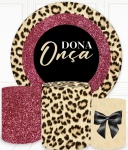 Dona Onça Glitter Rosa Cilindro Redondo Pmg - imagem 2