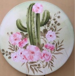 Cactus Floral Rosa Painel Redondo 150Cm - imagem 1