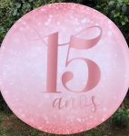 15 Anos Glitter Rosa Claro Painel Redondo150Cm - imagem 1