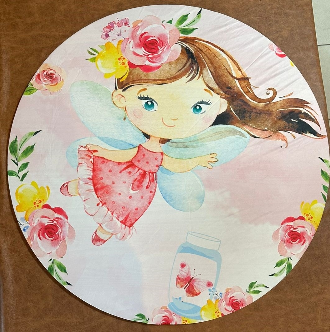 Fada Menina Floral Rosa Painel Redondo 100Cm - FOCUSEVENTOSJATAI