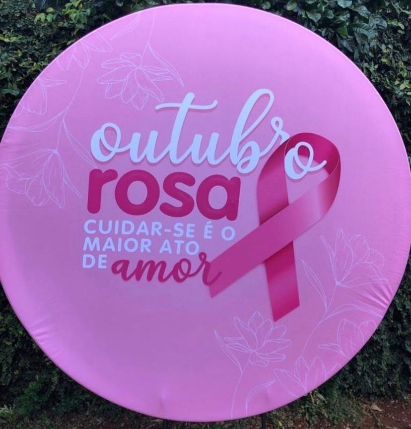 Outubro Rosa Laco Rosa Painel Redondo 150Cm - FOCUSEVENTOSJATAI