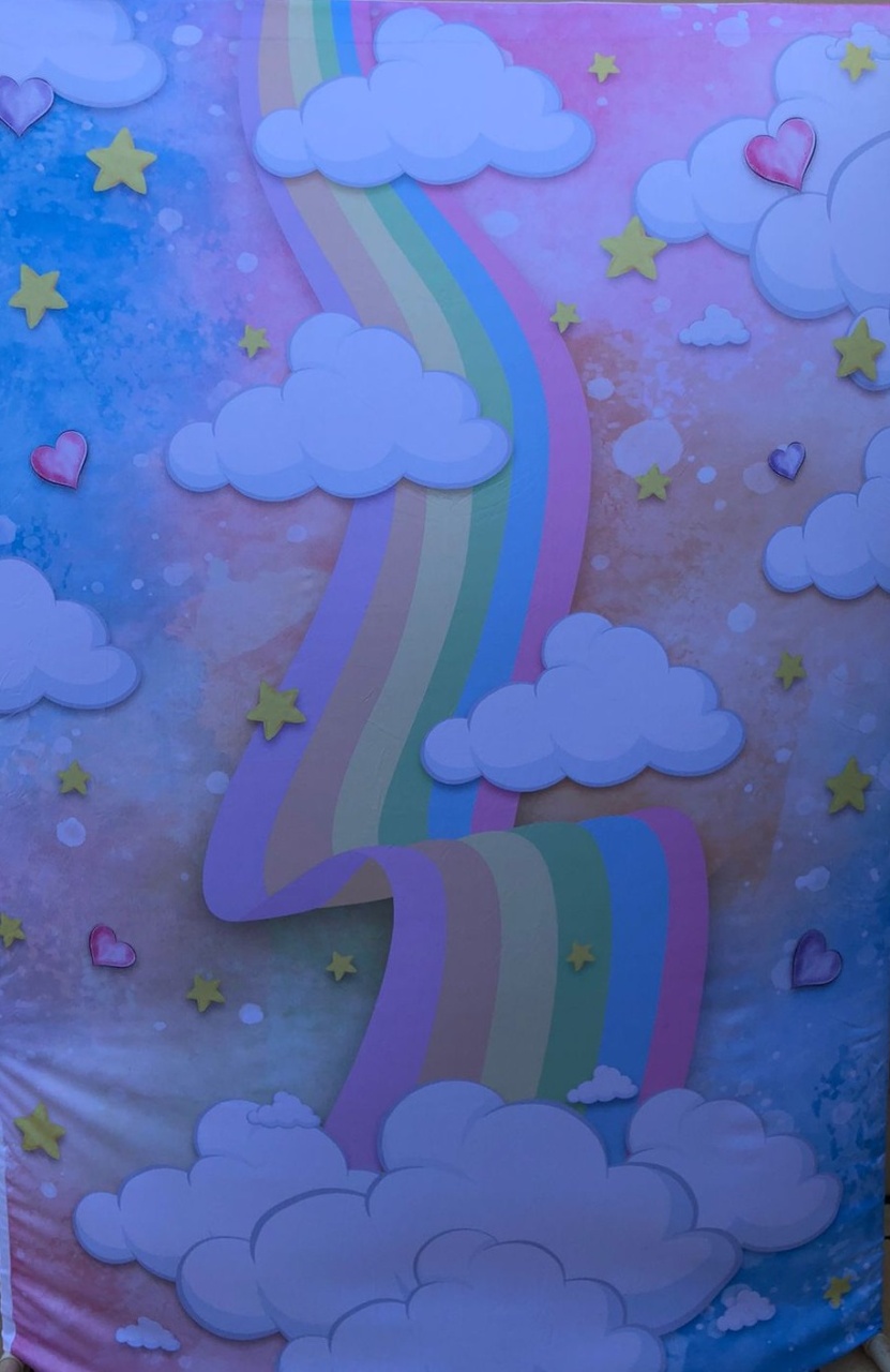 Arco Iris E Nuvem Painel Retangular 220X150Cm - FOCUSEVENTOSJATAI
